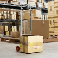 Carrello a Mano Pieghevole in Alluminio, Portata 90 kg con Ruote, Manico Telescopico Regolabile 40x41x108 cm Argento e Nero