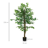 Pianta Artificiale di Ficus Alta 150cm per Interno ed Esterno con Vaso Incluso