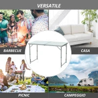 Tavolo Da Campeggio Picnic Pieghevole Portatile 120 x 60 x 54/70 cm