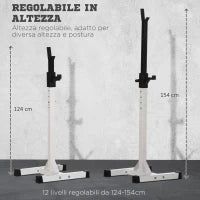 Porta Bilanciere Universale in Acciaio, Altezza Regolabile su 12 Livelli, Carico Massimo 150kg
