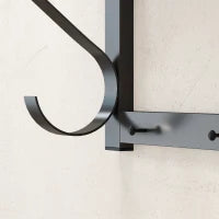 Stand Appendiabiti a Parete, Ganci da parete, 5 Ganci, ripiano superiore, versatile, Grigio