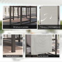 Set Mobili da Giardino con Tavolo da Pranzo, 4 Sedie da Esterno e 4 Sgabelli Poggiapiedi, Grigio