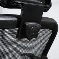 Sedia da Ufficio Ergonomica con Seduta Regolabile e Poggiatesta, in Poliestere e Acciaio, 63x62x106-114 cm, Nero