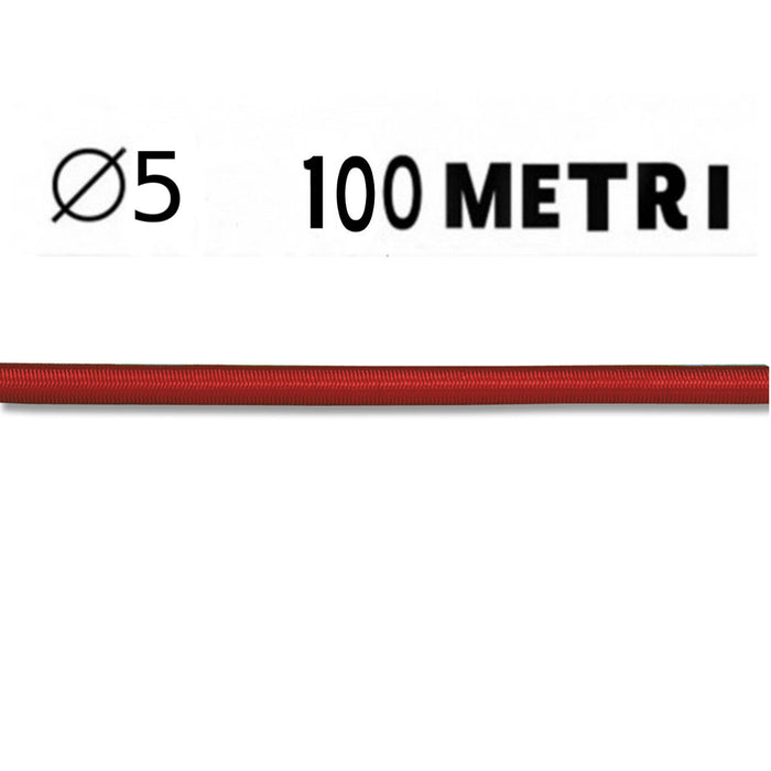 Corda elastica color diametro 5 mm rossa bobina da 100 metri nautica