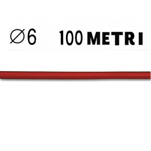 Corda elastica color diametro 6 mm rossa bobina da 100 metri nautica