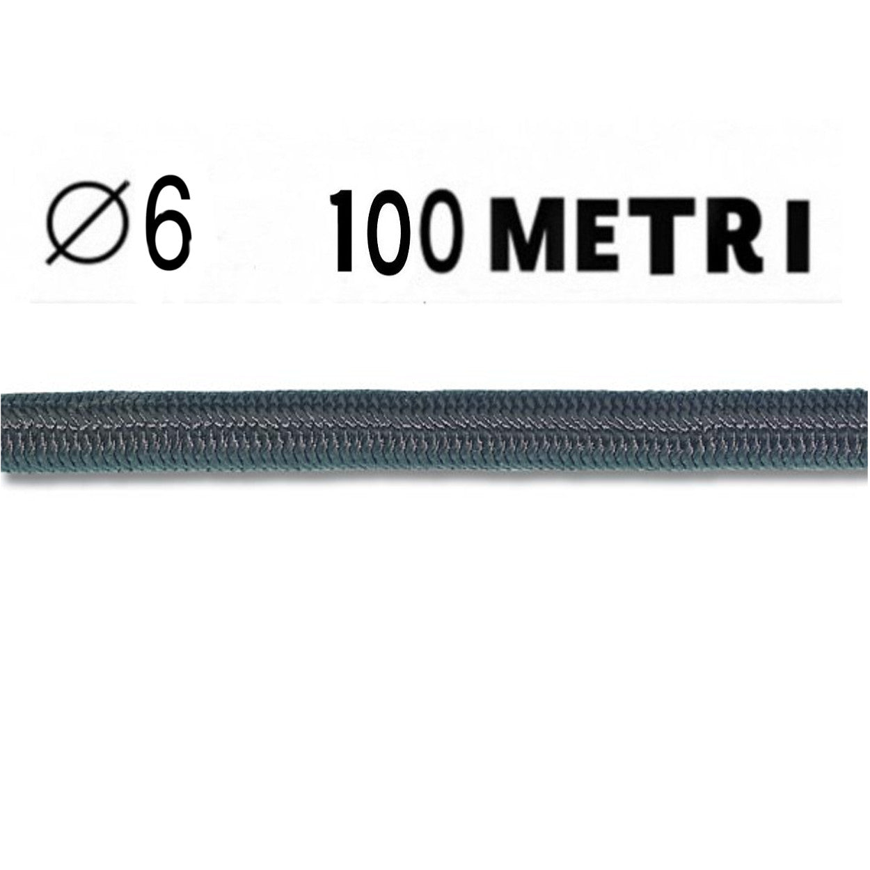 Corda elastica diametro 6 mm nera in bobina da 100 metri nautica