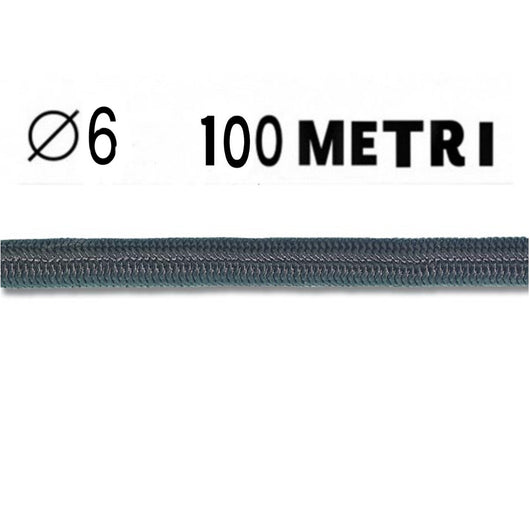 Corda elastica diametro 6 mm nera in bobina da 100 metri nautica