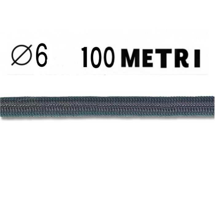 Corda elastica diametro 6 mm nera in bobina da 100 metri nautica