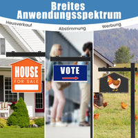 Palo per Cartelli Immobiliari da 183 cm, Palo per Cartelli di Vendita UPVC per Cartelli di Vendita Garage, in Affitto, Vendita Immobiliare, Braccio da 91 cm (Nero)