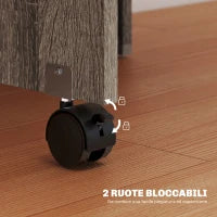 Tavolo a Ribalta con 2 Ripiani Inferiori per 6 Persone Max, in Legno 140x75x74 cm, Grigio