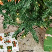 Albero di Natale Artificiale Luminoso con 450 Luci LED Bianche e 1146 Rami, Base in Metallo Pieghevole - Verde