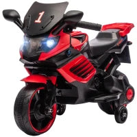 Moto Elettrica per Bambini 6V con Rotelle di Supporto Musica Faro per Bambini di 18-36 Mesi Rosso
