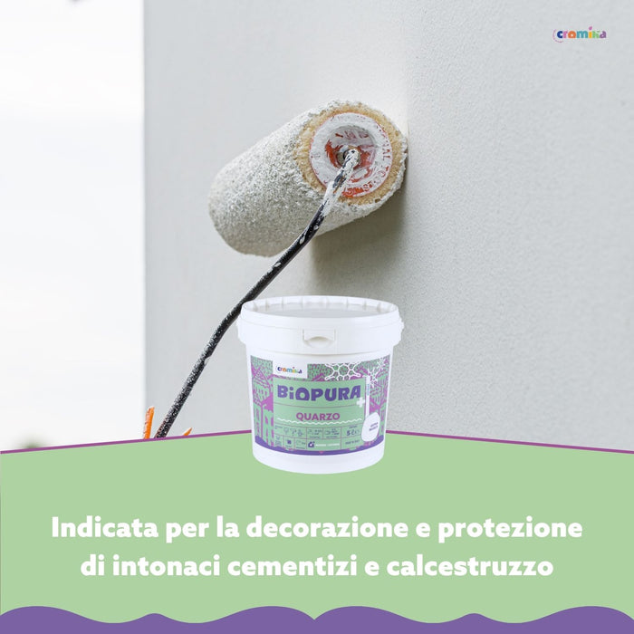 Pittura quarzo antialga interni esterni finitura opaca linea biopura cromika *** formato 5 lt, confezione 1