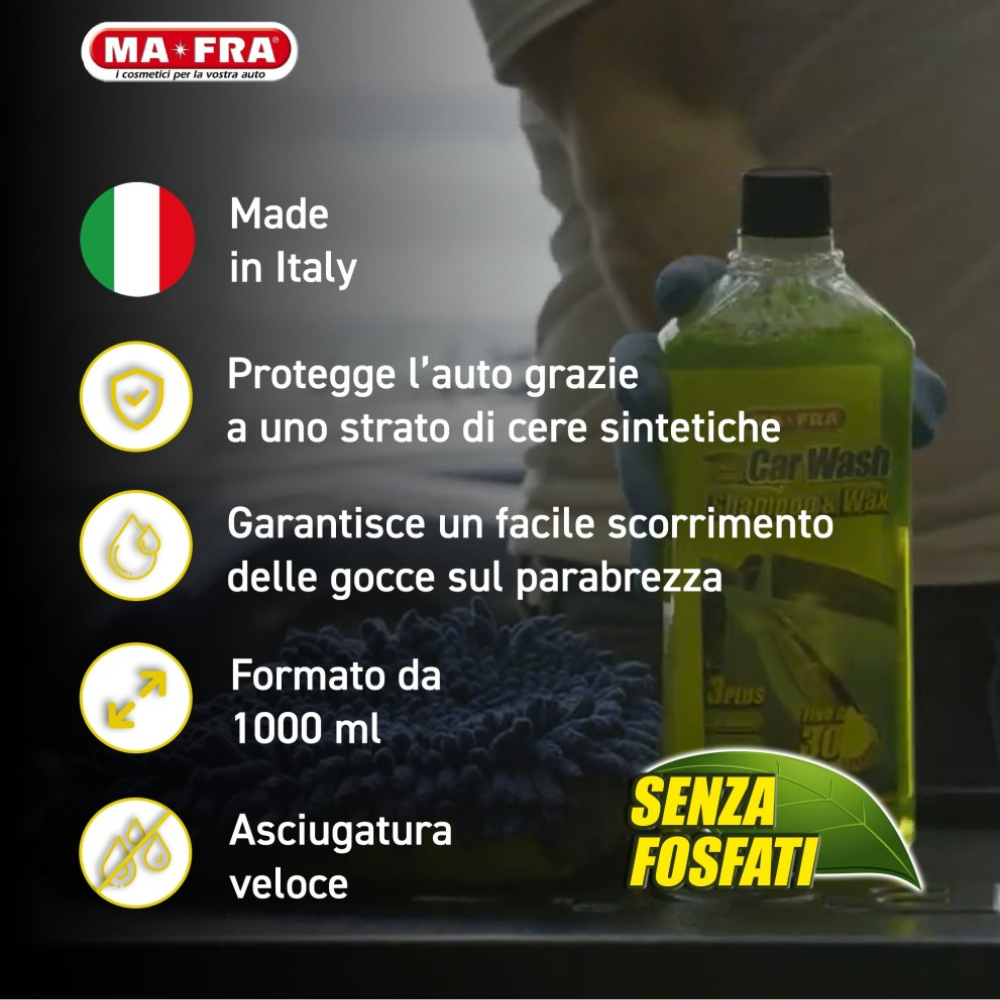 Car wash shampoo e cera 1000 ml per lavaggio e lucidatura carrozzeria