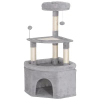 Albero tiragraffi per gatti con palo in sisal, piattaforma e rifugio, 49x49x114cm, Grigio chiaro