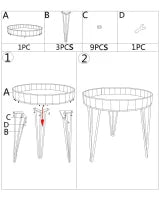 Tavolinetto Da Caffe' Glam Bordeaux Cm Ø 60X60