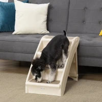 Scaletta per Cani Pieghevole con 4 Gradini Antiscivolo per Animali Fino 10kg, Beige