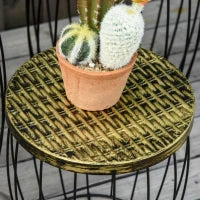 Set da Giardino Esterno, 3 Tavolini da Balcone Impilabili, Arredamento da Giardino Stile Industriale in Metallo Nero