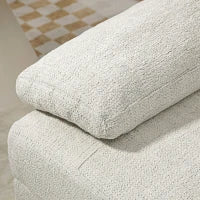 Divano Componibile 4 Pezzi con Poggiapiedi e Cuscini, in Tessuto effetto Ciniglia, 313x149x88 cm, Bianco Crema