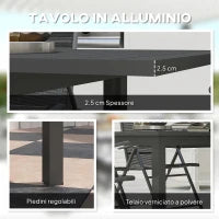 Tavolo da Giardino Allungabile da 160-220 cm per 6-8 Persone Rettangolare in Alluminio, Grigio