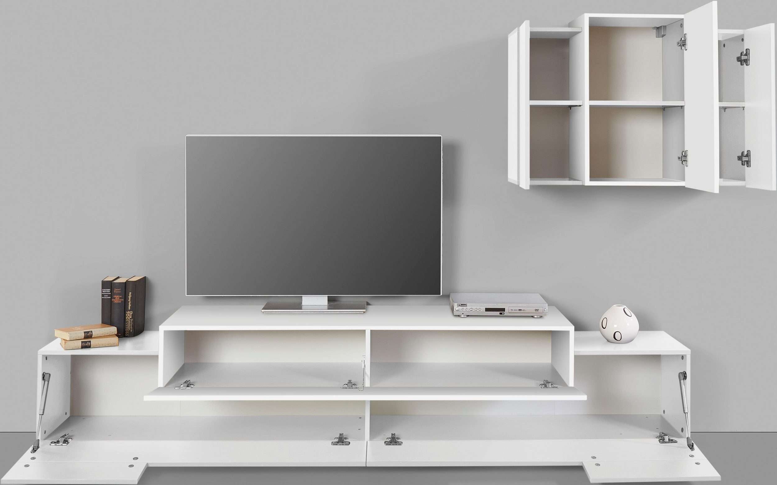 Parete attrezzata bianca design moderno porta TV pensile Stady WH