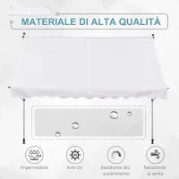 Tenda da Sole a Bracci 3x1.5m con Manovella e Struttura Telescopica, Bianco