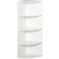 Libreria ad Angolo 4 Ripiani a Muro e Parete Legno 39.5x39.5x120cm Bianco