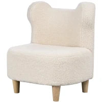 Poltrona per bambini, poltrona in peluche con orecchie d'orso, rivestimento in peluche, schiuma, beige