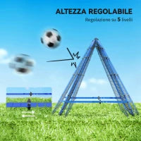 Rete da Calcio Rebounder Pieghevole con Angolo Regolabile e Picchetti, 100x95x90 cm, Blu