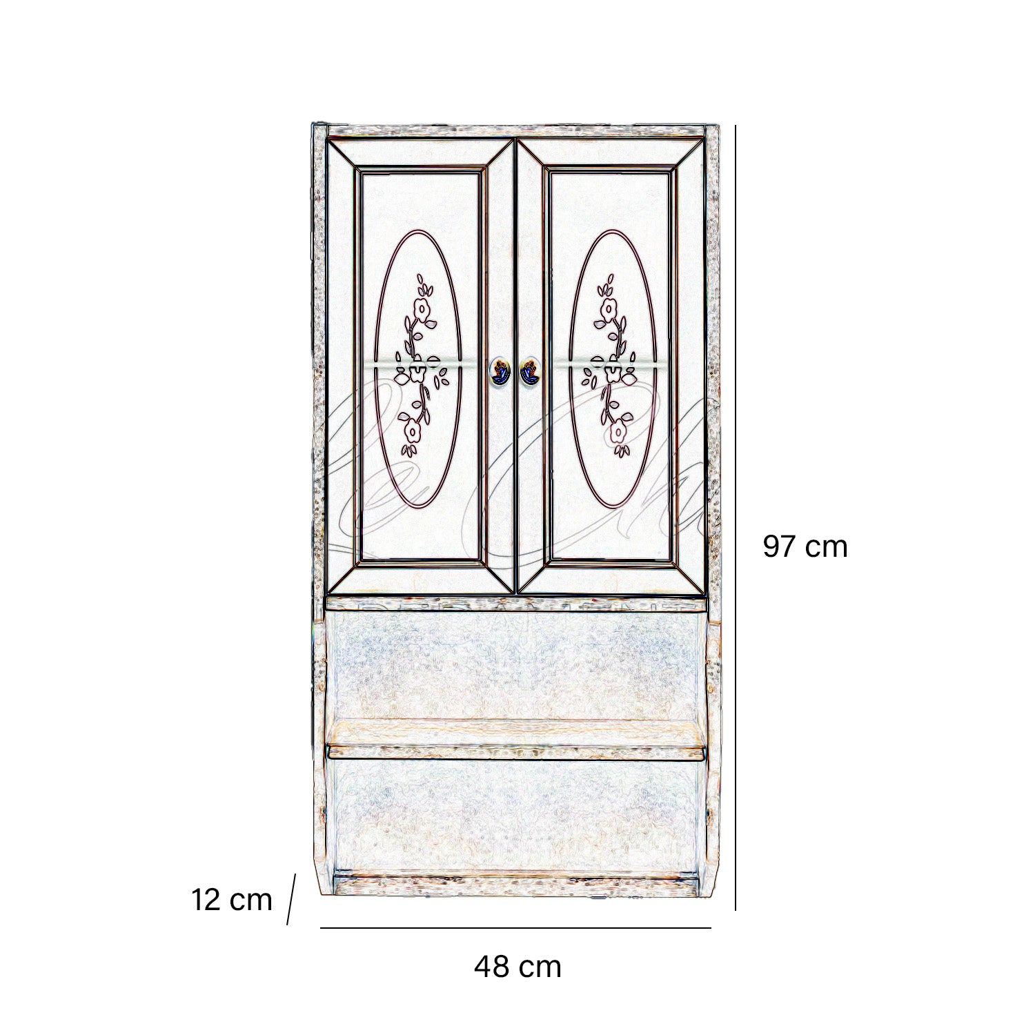 Pensile colore avorio decapè a doppia anta bagno multiuso