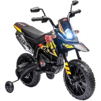 Moto per Bambini 12V con Ruote di Supporto, Luci LED, Musica, USB, Moto Elettrica per Ragazzi e Ragazze, Giallo