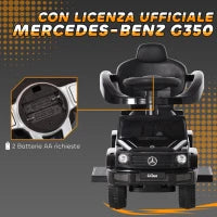 Macchina a Spinta per Bambini 12-36 Mesi con Licenza Mercedes, Tettuccio e Maniglia di Spinta, 85.5x40.5x95 cm, Nero