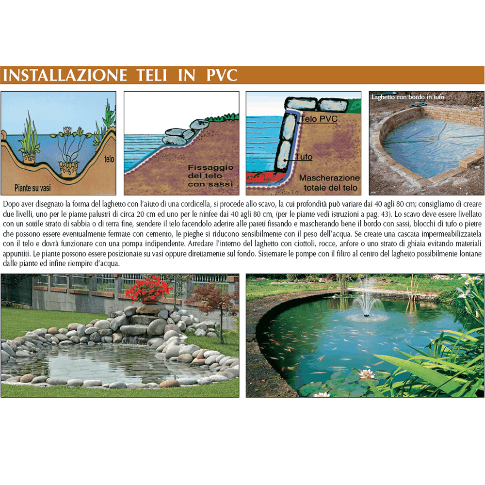 Telo per laghetto rinforzato in pvc verde 4,00 x 5,00 metri