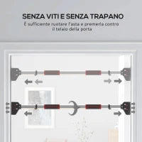 Sbarra per Trazioni a Larghezza Regolabile con Impugnature Antiscivolo, 75-92x10x7 cm, Rosso e Nero