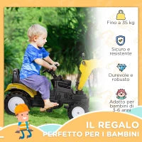 Ruspa Giocattolo a Pedali per Bambini 3-6 Anni con 6 Ruote, in Acciaio e Plastica, 107x42x71 cm, Giallo