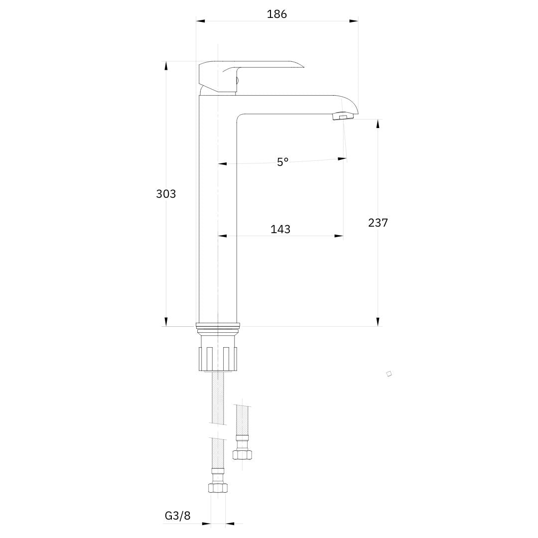 Miscelatore rubinetto puma per lavabo con bocca alta in ottone nero opaco bagno *** confezione 1