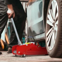 Cric Idraulico Basso con Sollevamento 8-38cm, Acciaio Rinforzato con Capacità 2.5 Tonnellate, Rosso