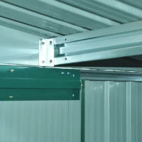 Casetta da Giardino Porta Utensili in Lamiera di Acciaio, Capanno da Giardino in Acciaio con Base e Porte Scorrevoli, 258x206x178cm, Verde