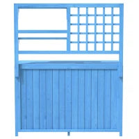Armadio da giardino in legno con ripiani, armadio multifunzionale per esterni con piano aperto, 141,5x44x105 cm, Blu