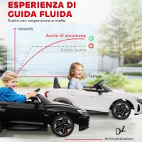 Auto Elettrica per Bambini 3-5 Anni con Telecomando, Sospensioni e Clacson, 103x58x41 cm, Bianca e Nero