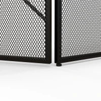 Parascintille per Camino Pieghevole a 3 Pannelli in Acciaio con Design Geometrico, 135x1.2x85cm, Nero