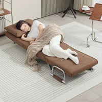 Poltrona Letto 2 in 1 con Schienale Regolabile e Cuscino 65x69x80 cm Marrone