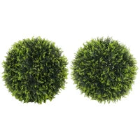 Set di 2 Piante Artificiali a Sfera con Foglie di Cedro per Casa e Giardino Ø45 cm, Verde