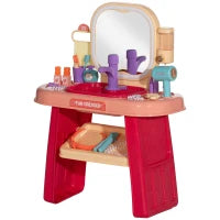 Tavolo Toeletta per Bambine 3-6 Anni con Specchio in Acrilico e Rubinetto, in PP e GPPS, 55x29x71 cm, Rosa