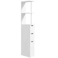 Mobiletto Colonna Bagno, Mobile Bagno con Cassetti, Mensole Aperte, Armadietto, 15 x 33 x 136,5 cm, Bianco