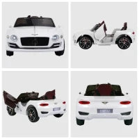 Macchina Elettrica per Bambini Bentley GT 6V, con Doppi Motori, Auto Elettrica per Bambini con Telecomando, Clacson, Suoni, Fari e 2 Portiere Apribili, 2.5-5 km/h, per 3-5 Anni, Bianco