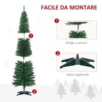 Albero di Natale Artificiale 150cm Alto e Stretto con Rami Realistici e Base in Plastica, Verde