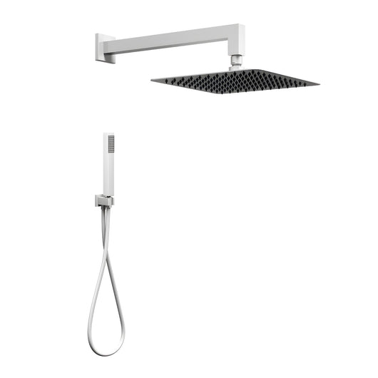 Set per doccia soffione quadro in acciaio inox 25x25 millimetri bianco opaco *** confezione 1