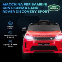Macchina Elettrica per Bambini a Licenza Land Rover con Fari, Clacson e Cintura,106x65.5x51 cm, Rosso