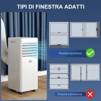 Condizionatore Portatile 4 in 1 con Deumidificatore, Timer 24 Ore e Telecomando, Bianco